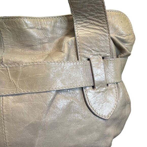 Roberta Gandolfi Womens Gray Handbag Purse Shoulder Bag Satchel Leather Bow - Picture 9 of 16